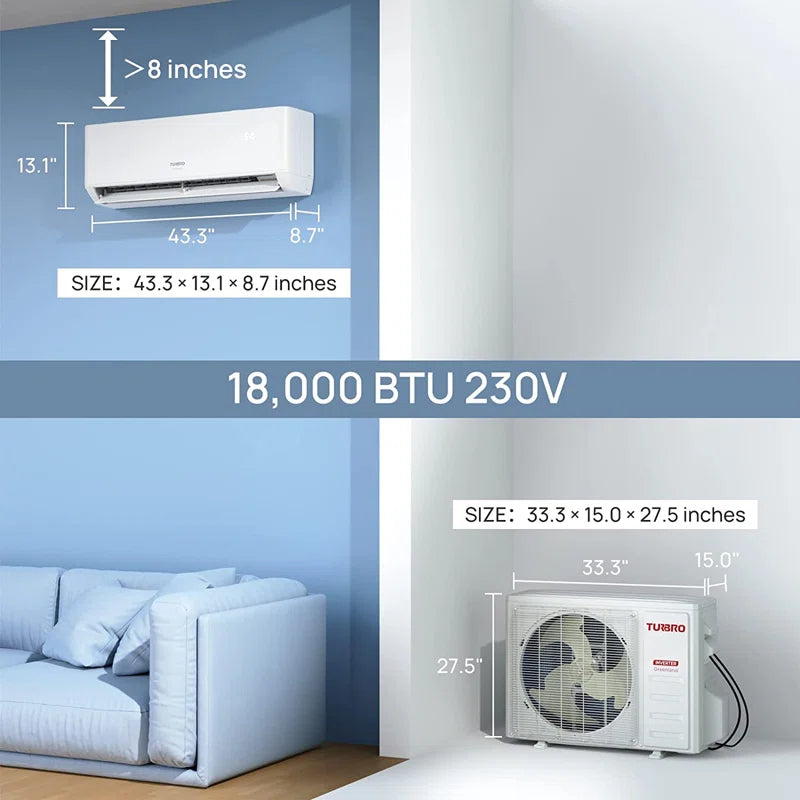 18000 BTU Wi-Fi Connected Ductless Mini Split Air Conditioner for 1200 Sq.Ft