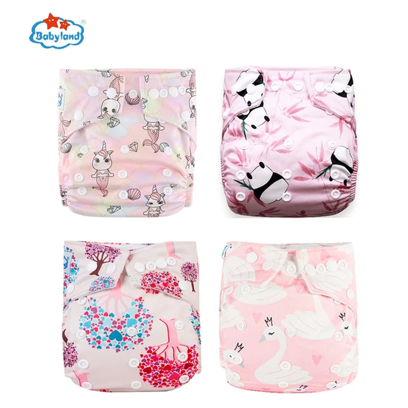 [Babyland] Diapers for Newborn to Kids Ecological Nappy Covers 4 Groups Adjustable Baby Diapers Cloth Diapers Reusable Washable