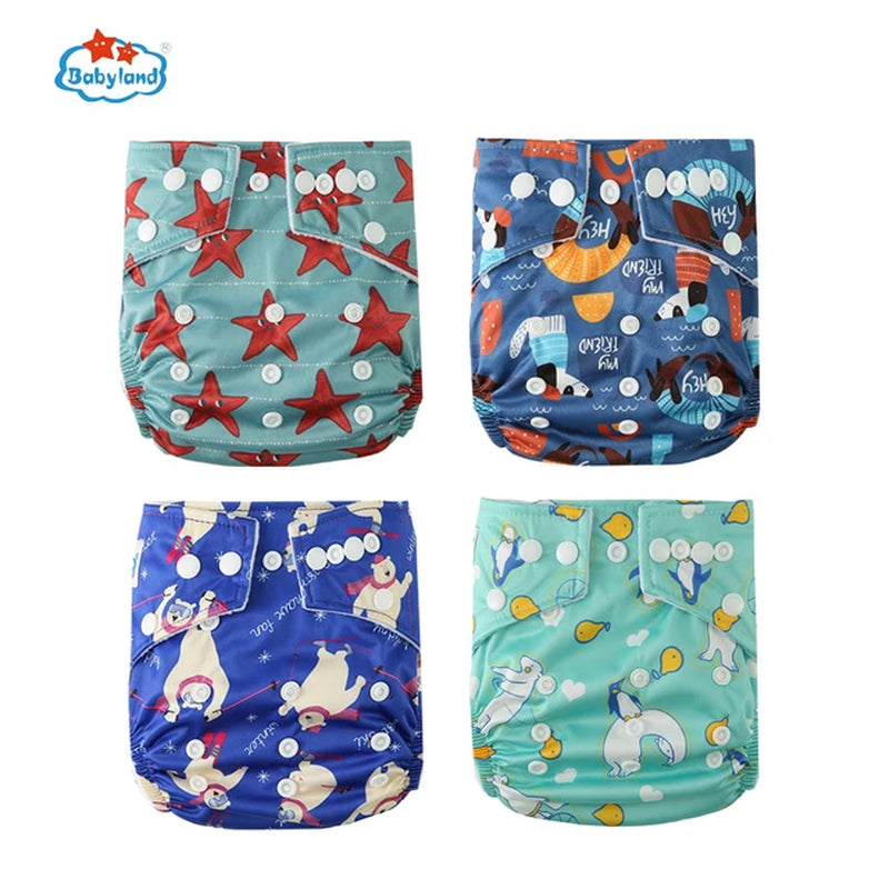 [Babyland] Diapers for Newborn to Kids Ecological Nappy Covers 4 Groups Adjustable Baby Diapers Cloth Diapers Reusable Washable