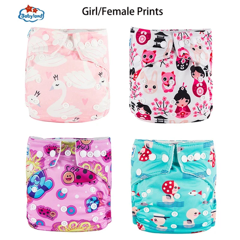 [Babyland] Diapers for Newborn to Kids Ecological Nappy Covers 4 Groups Adjustable Baby Diapers Cloth Diapers Reusable Washable