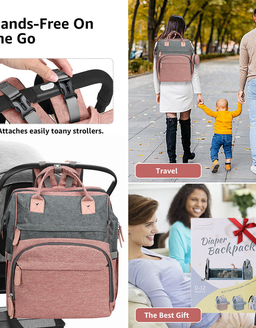 Load image into Gallery viewer, Baby Diaper Bag Backpack,With Waterproof Changing Pad, USB Charging Port, Pacifier Case,Dark Grey Color
