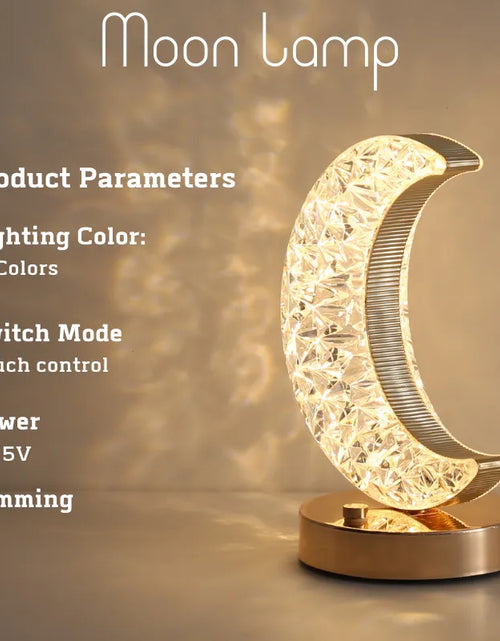 Load image into Gallery viewer, Bedroom Crystal Touch Dimming Night Light Girls Room Home Decor Aesthetics USB Bedside LED Ambient Table 3D Moon Lamp
