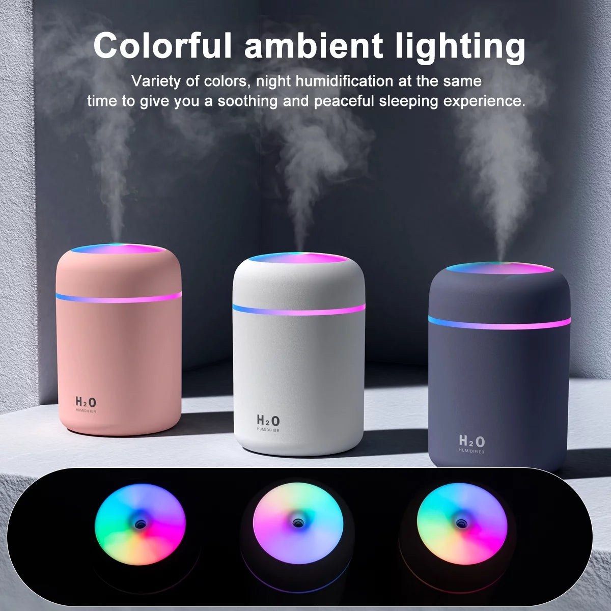 Portable Mini Humidifier,300Ml Small Cool Mist Humidifier,Quiet Humidifier for Car-Black