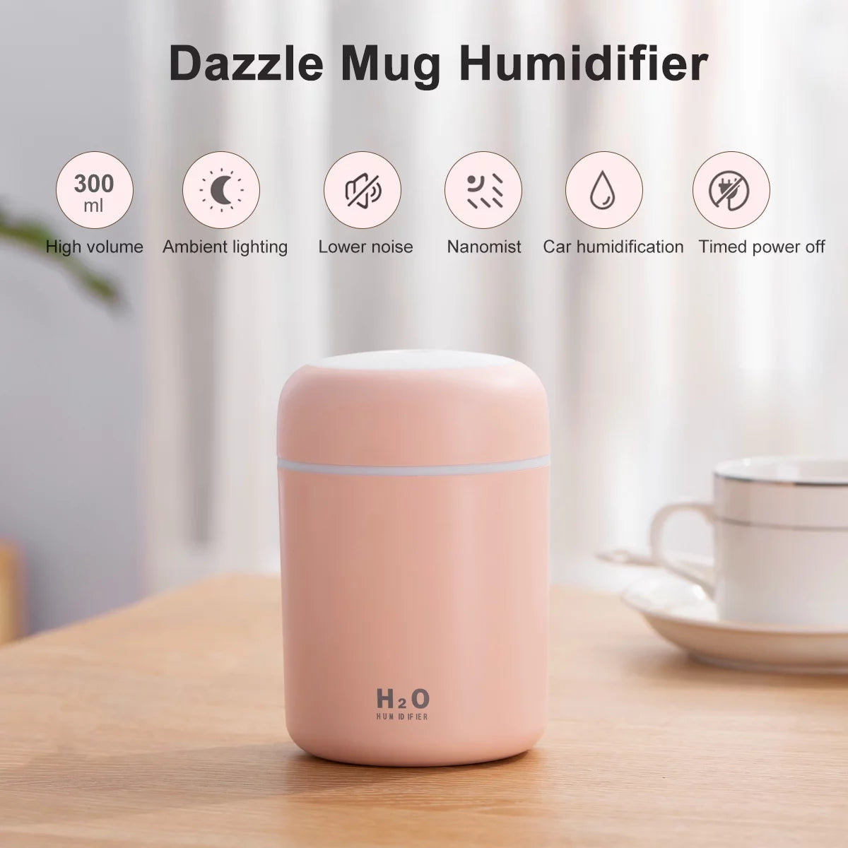 Portable Mini Humidifier,300Ml Small Cool Mist Humidifier,Quiet Humidifier for Car-Black