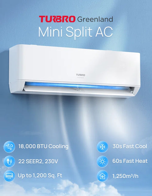 Load image into Gallery viewer, 18000 BTU Wi-Fi Connected Ductless Mini Split Air Conditioner for 1200 Sq.Ft
