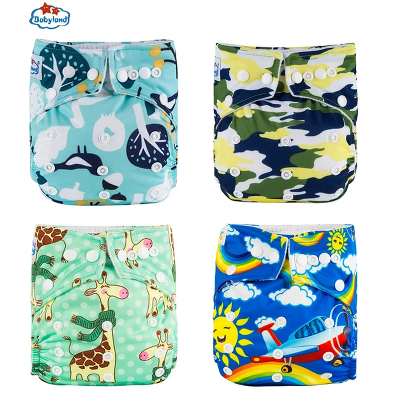 [Babyland] Diapers for Newborn to Kids Ecological Nappy Covers 4 Groups Adjustable Baby Diapers Cloth Diapers Reusable Washable