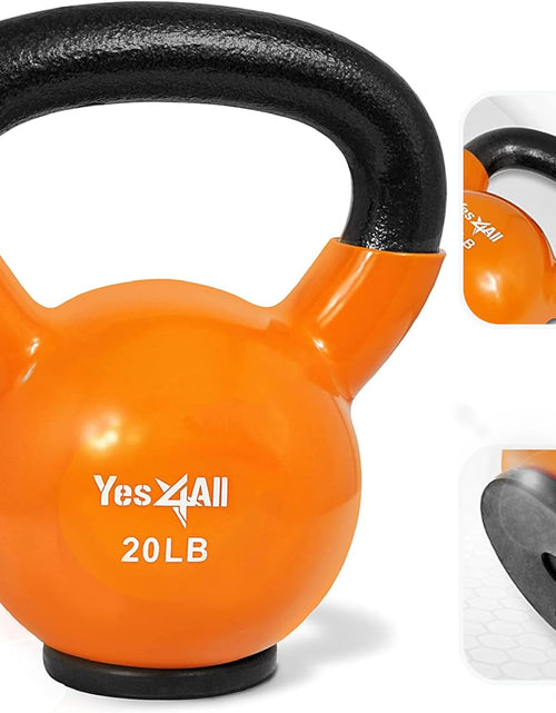 Load image into Gallery viewer, Vinyl Coated Kettlebell with Protective Rubber Base, Strength Training Kettlebells for Weightlifting, Conditioning, Strength &amp; Core Training
