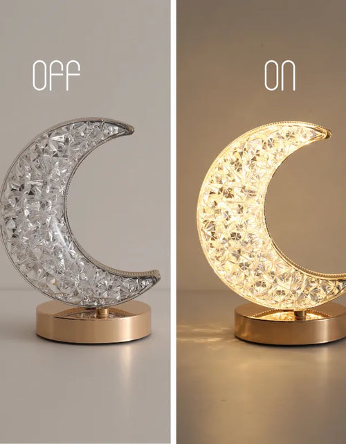 Load image into Gallery viewer, Bedroom Crystal Touch Dimming Night Light Girls Room Home Decor Aesthetics USB Bedside LED Ambient Table 3D Moon Lamp
