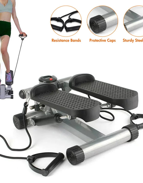 Load image into Gallery viewer, Steppers for Exercise, Stair Stepper with Resistance Bands, Mini Stepper Health &amp; Fitness Stepper with LCD Monitor White
