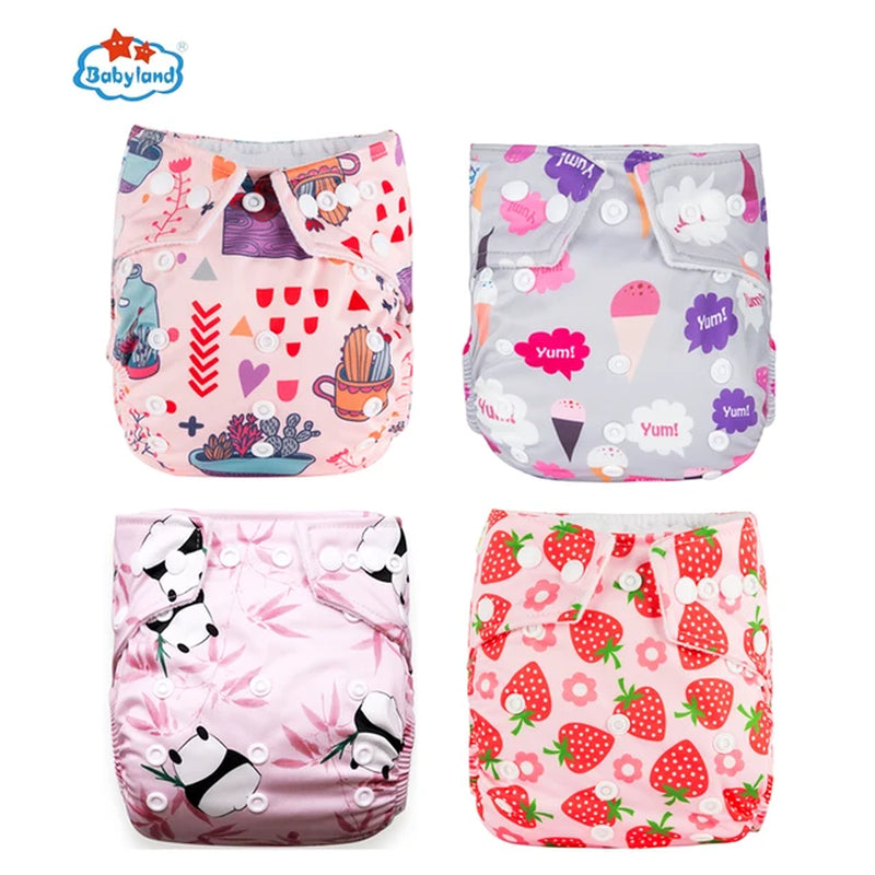 [Babyland] Diapers for Newborn to Kids Ecological Nappy Covers 4 Groups Adjustable Baby Diapers Cloth Diapers Reusable Washable