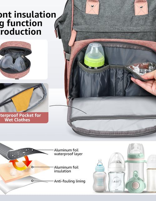 Load image into Gallery viewer, Baby Diaper Bag Backpack,With Waterproof Changing Pad, USB Charging Port, Pacifier Case,Dark Grey Color
