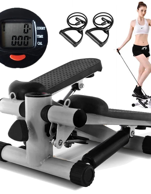 Load image into Gallery viewer, Steppers for Exercise, Stair Stepper with Resistance Bands, Mini Stepper Health &amp; Fitness Stepper with LCD Monitor White
