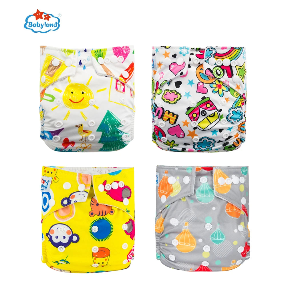 [Babyland] Diapers for Newborn to Kids Ecological Nappy Covers 4 Groups Adjustable Baby Diapers Cloth Diapers Reusable Washable