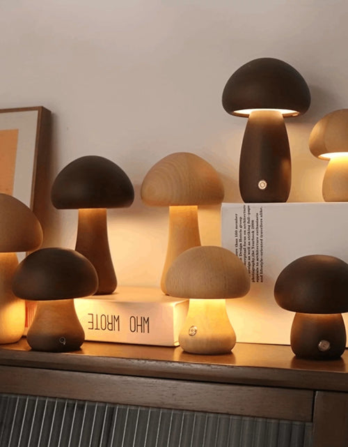 Load image into Gallery viewer, Mushroom Lamp, Dimmable LED Creative Wood Night Light with USB Charging for Home Decor
