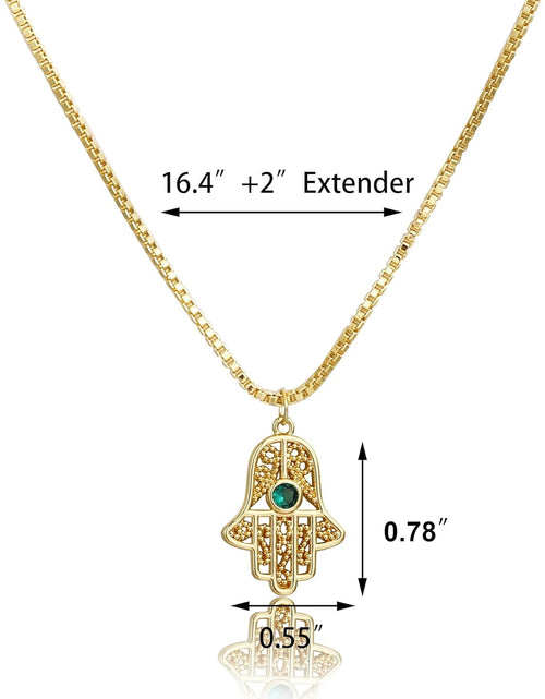 Load image into Gallery viewer, Hamsa Hand Pendant Necklace 14K Gold Plated Cubic Zirconia CZ Hamsa Hand Necklace Dainty Evil Eye Necklace for Women Handmade Necklace Gift for Her
