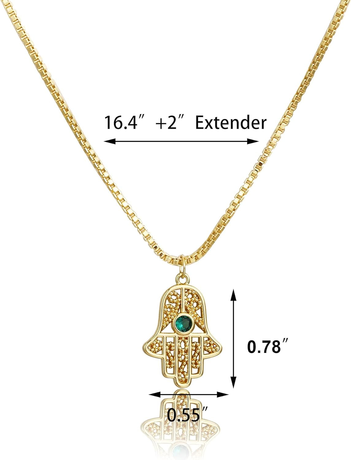 Hamsa Hand Pendant Necklace 14K Gold Plated Cubic Zirconia CZ Hamsa Hand Necklace Dainty Evil Eye Necklace for Women Handmade Necklace Gift for Her