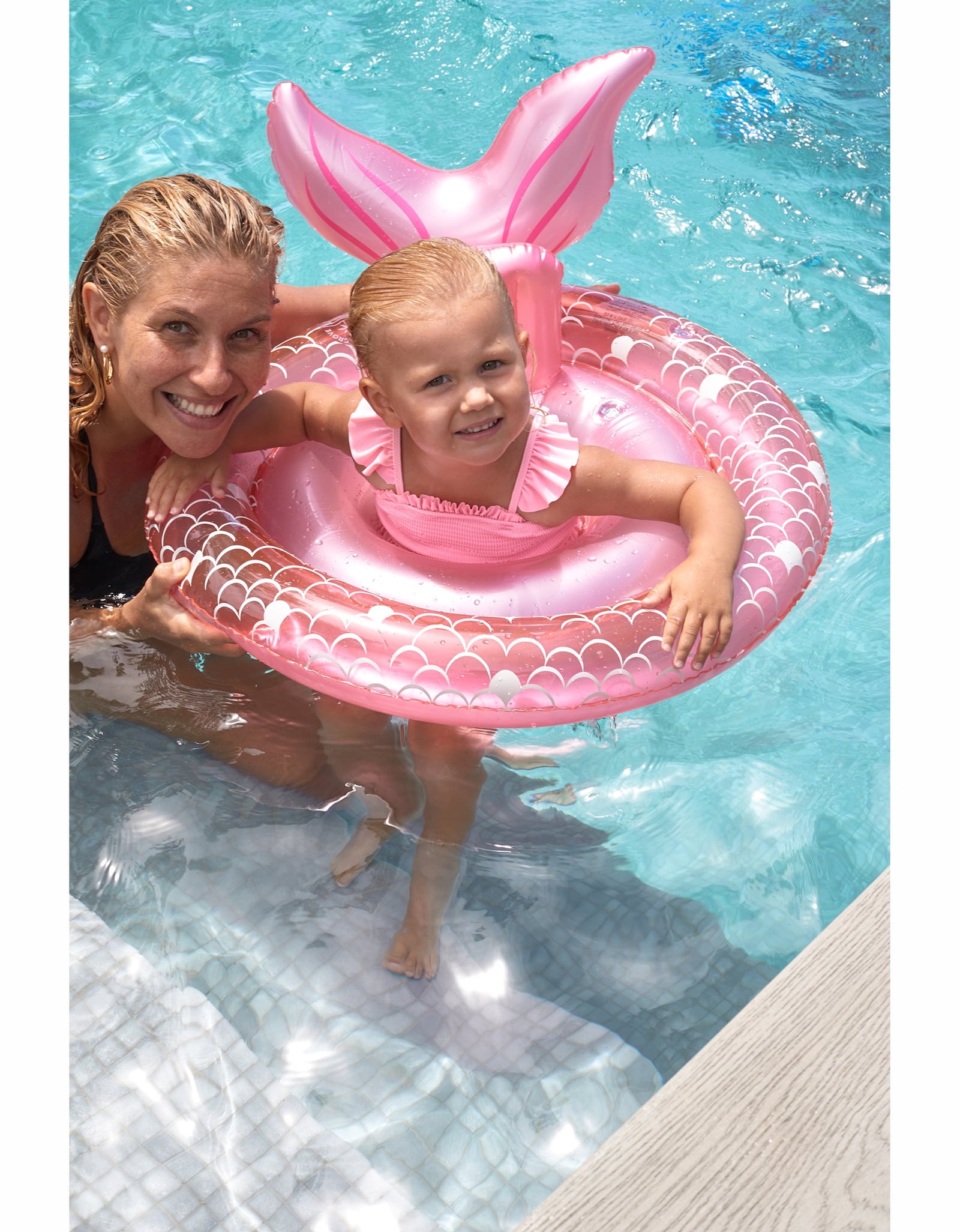 -Baby, Girl Inflatable Pool Float Toy Pearl the Mermaid, Pink-Age 12-24 Months