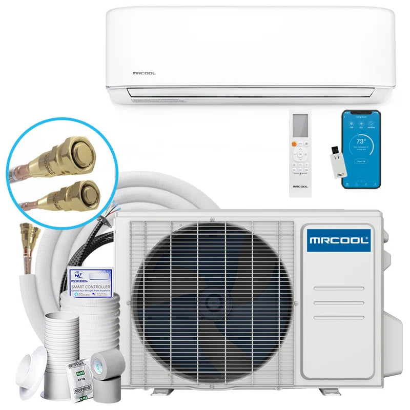 9000 BTU Wi-Fi Connected Ductless Mini Split Air Conditioner for 445 Square Feet with Heater and Remote Included